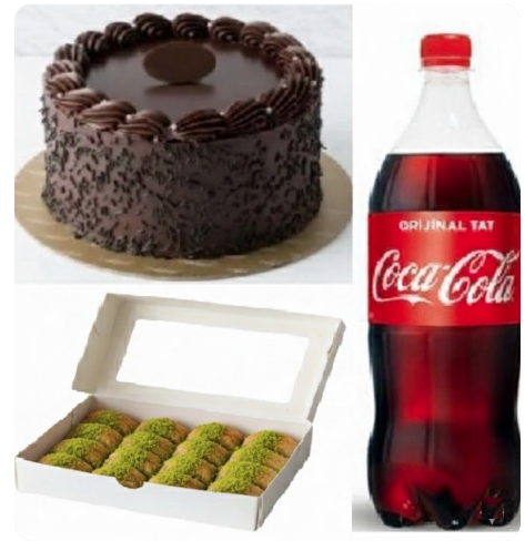 6-9 Kişilik Çikolatalı Yaş Pasta ve 1 kg Fıstıklı Baklava Menüsü pasta